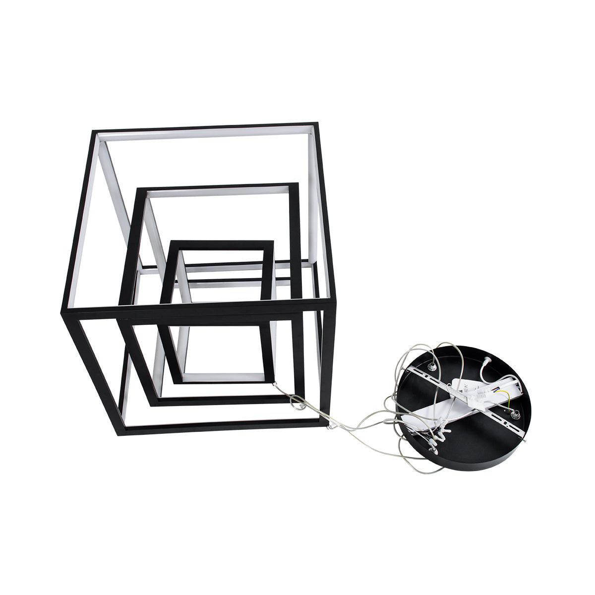 GloboStar® KIBOO-TRIO 60931 Κρεμαστό Φωτιστικό Οροφής Design LED CCT 90W 10350lm 360° AC 220-240V - Εναλλαγή Φωτισμού μέσω Τηλεχειριστηρίου All In One Ψυχρό 6000k+Φυσικό 4500k+Θερμό 2700k Dimmable Μ60 x Π60 x Υ80cm - Μαύρο - 3 Years Warranty - ledmania.gr
