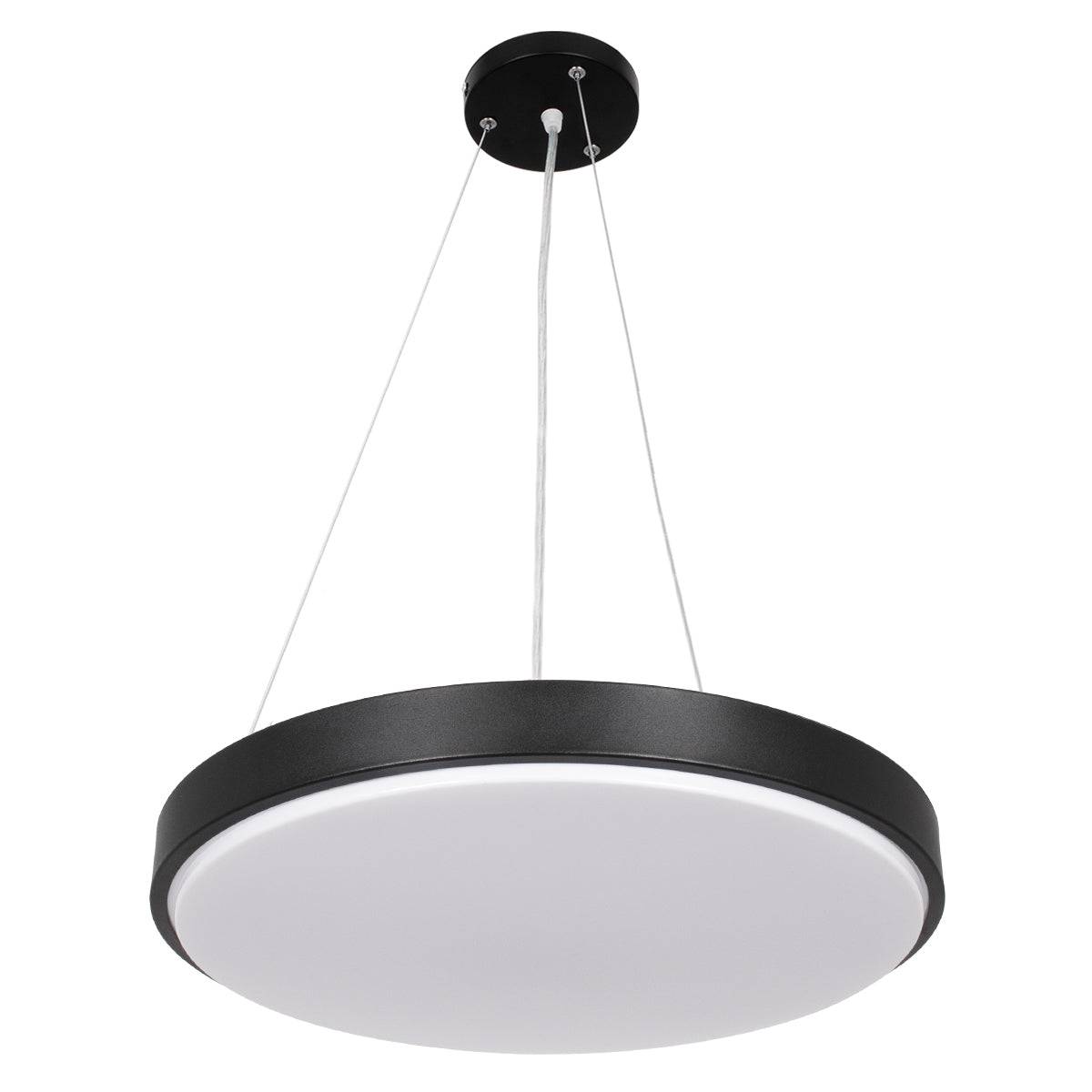 GloboStar® CASPER 61019 Κρεμαστή Πλαφονιέρα Οροφής LED CCT 76W 8372lm 120° AC 220-240V - Εναλλαγή Φωτισμού μέσω Τηλεχειριστηρίου All In One Ψυχρό Λευκό 6000k+Φυσικό Λευκό 4500k+Θερμό Λευκό 2700k Dimmable Φ45cm - Μαύρο - 3 Years Warranty - ledmania.gr
