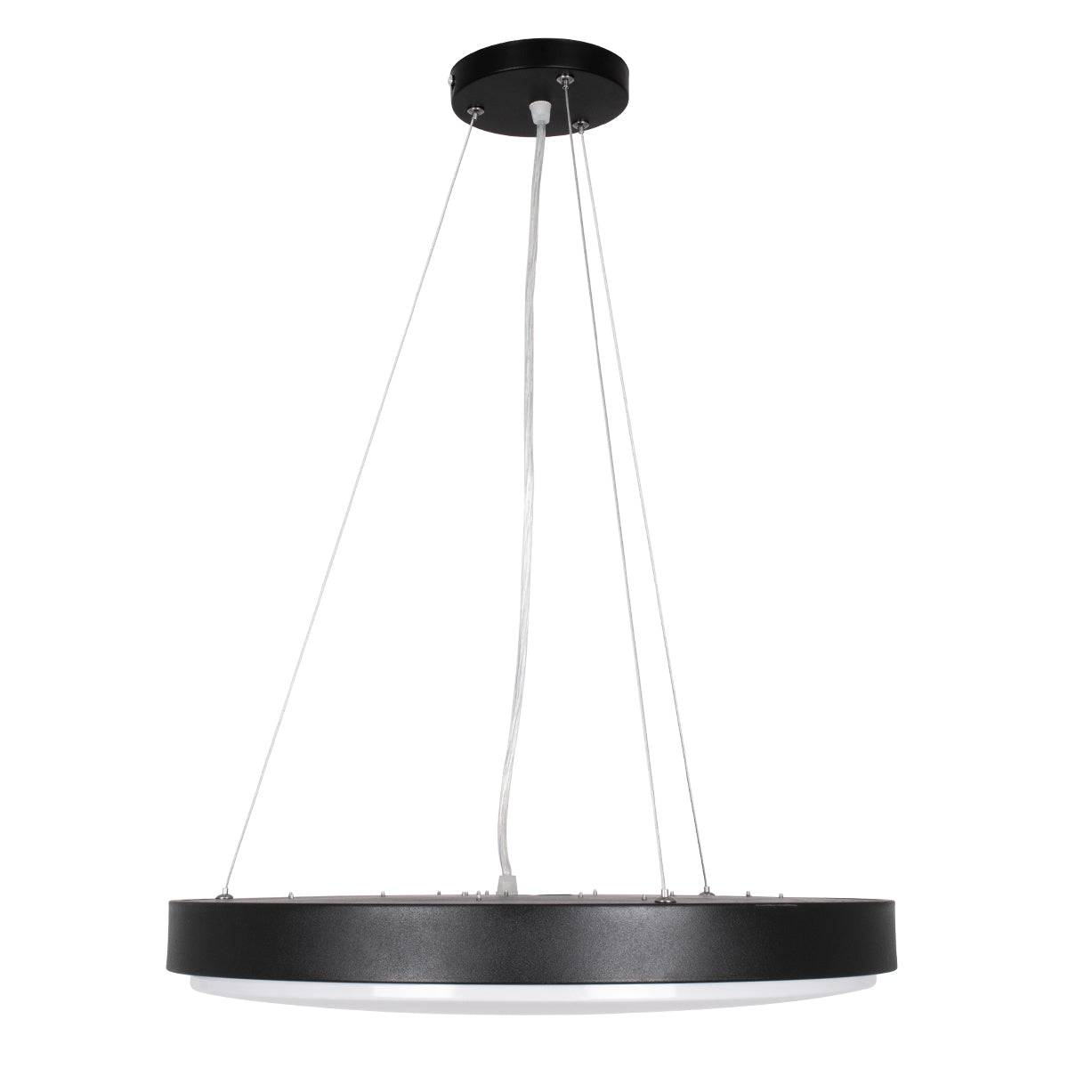 GloboStar® CASPER 61019 Κρεμαστή Πλαφονιέρα Οροφής LED CCT 76W 8372lm 120° AC 220-240V - Εναλλαγή Φωτισμού μέσω Τηλεχειριστηρίου All In One Ψυχρό Λευκό 6000k+Φυσικό Λευκό 4500k+Θερμό Λευκό 2700k Dimmable Φ45cm - Μαύρο - 3 Years Warranty - ledmania.gr
