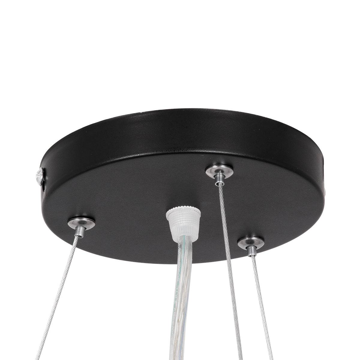 GloboStar® CASPER 61019 Κρεμαστή Πλαφονιέρα Οροφής LED CCT 76W 8372lm 120° AC 220-240V - Εναλλαγή Φωτισμού μέσω Τηλεχειριστηρίου All In One Ψυχρό Λευκό 6000k+Φυσικό Λευκό 4500k+Θερμό Λευκό 2700k Dimmable Φ45cm - Μαύρο - 3 Years Warranty - ledmania.gr