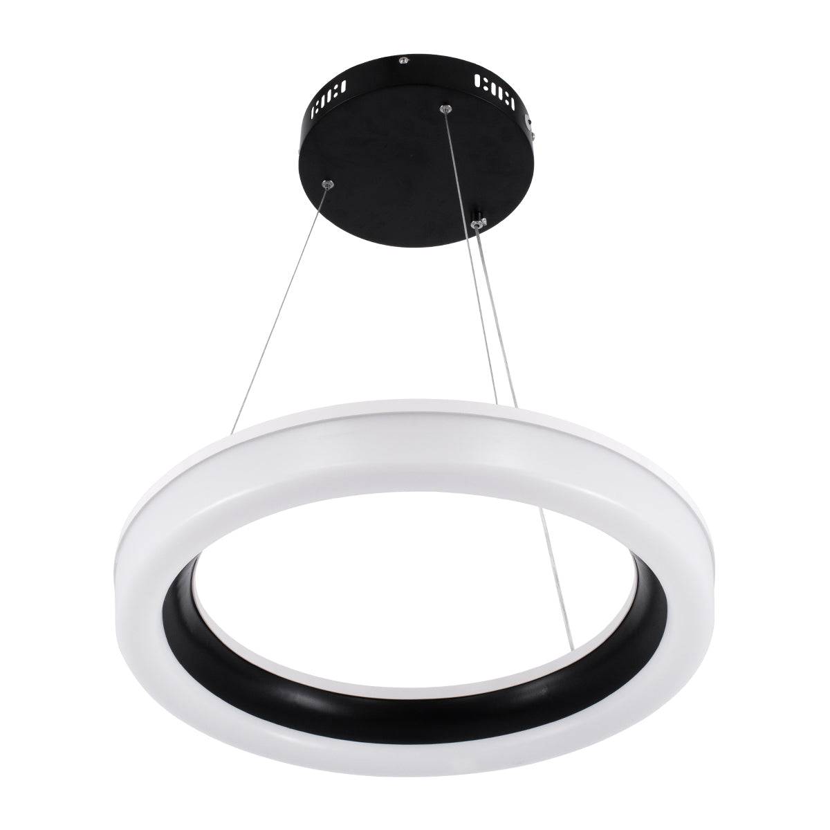 GloboStar® ARIANA 61037 Κρεμαστή Πλαφονιέρα Οροφής Κύκλος LED CCT 55W 6376lm 120° AC 220-240V - Εναλλαγή Φωτισμού μέσω Τηλεχειριστηρίου All In One Ψυχρό Λευκό 6000k+Φυσικό Λευκό 4500k+Θερμό Λευκό 2700k Dimmable Φ48cm - Μαύρο - 3 Years Warranty - ledmania.gr