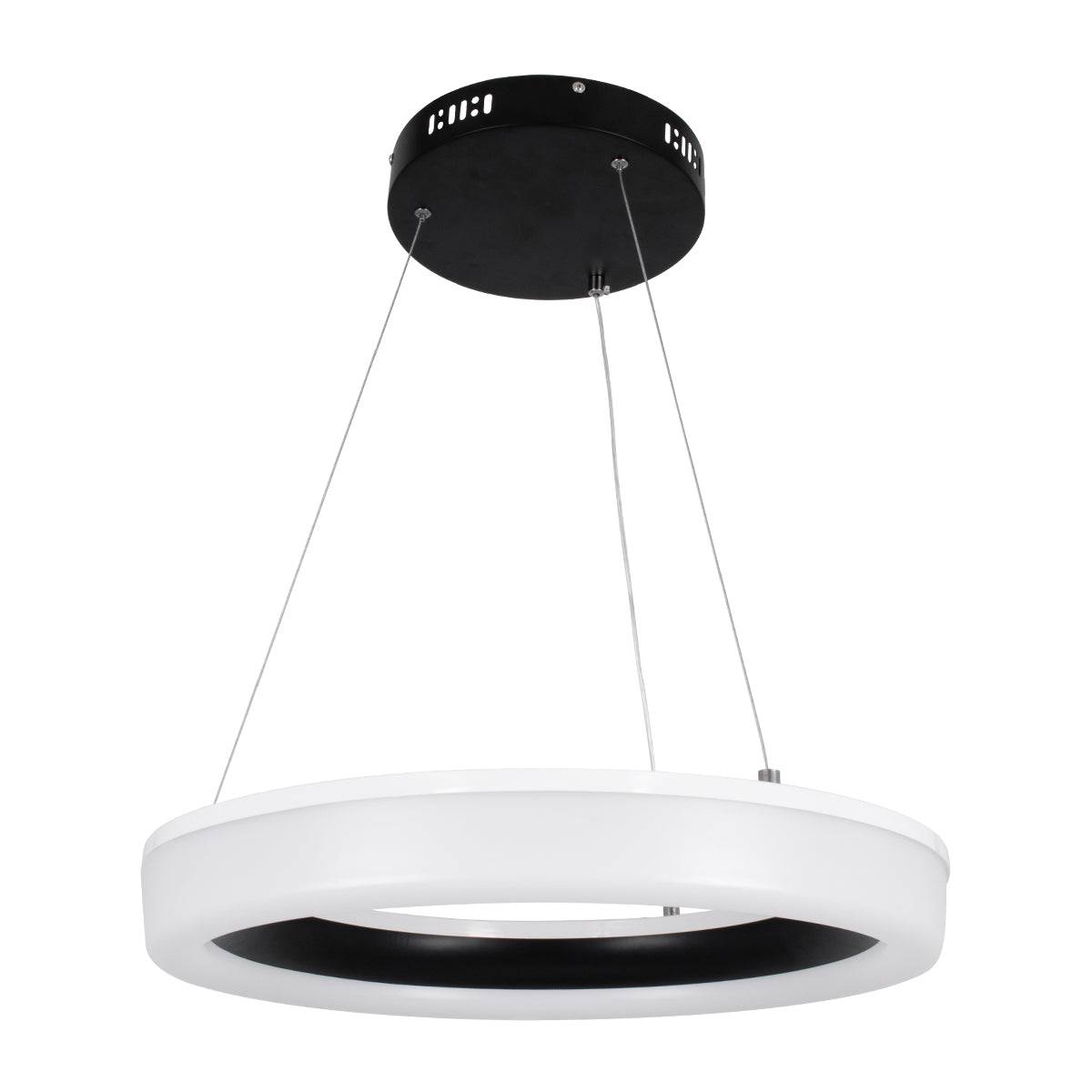 GloboStar® ARIANA 61037 Κρεμαστή Πλαφονιέρα Οροφής Κύκλος LED CCT 55W 6376lm 120° AC 220-240V - Εναλλαγή Φωτισμού μέσω Τηλεχειριστηρίου All In One Ψυχρό Λευκό 6000k+Φυσικό Λευκό 4500k+Θερμό Λευκό 2700k Dimmable Φ48cm - Μαύρο - 3 Years Warranty - ledmania.gr