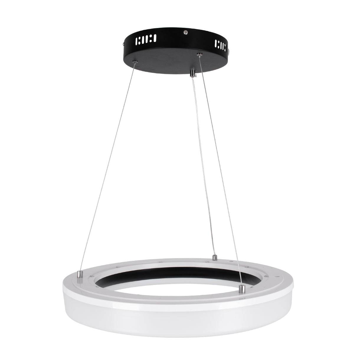 GloboStar® ARIANA 61037 Κρεμαστή Πλαφονιέρα Οροφής Κύκλος LED CCT 55W 6376lm 120° AC 220-240V - Εναλλαγή Φωτισμού μέσω Τηλεχειριστηρίου All In One Ψυχρό Λευκό 6000k+Φυσικό Λευκό 4500k+Θερμό Λευκό 2700k Dimmable Φ48cm - Μαύρο - 3 Years Warranty - ledmania.gr