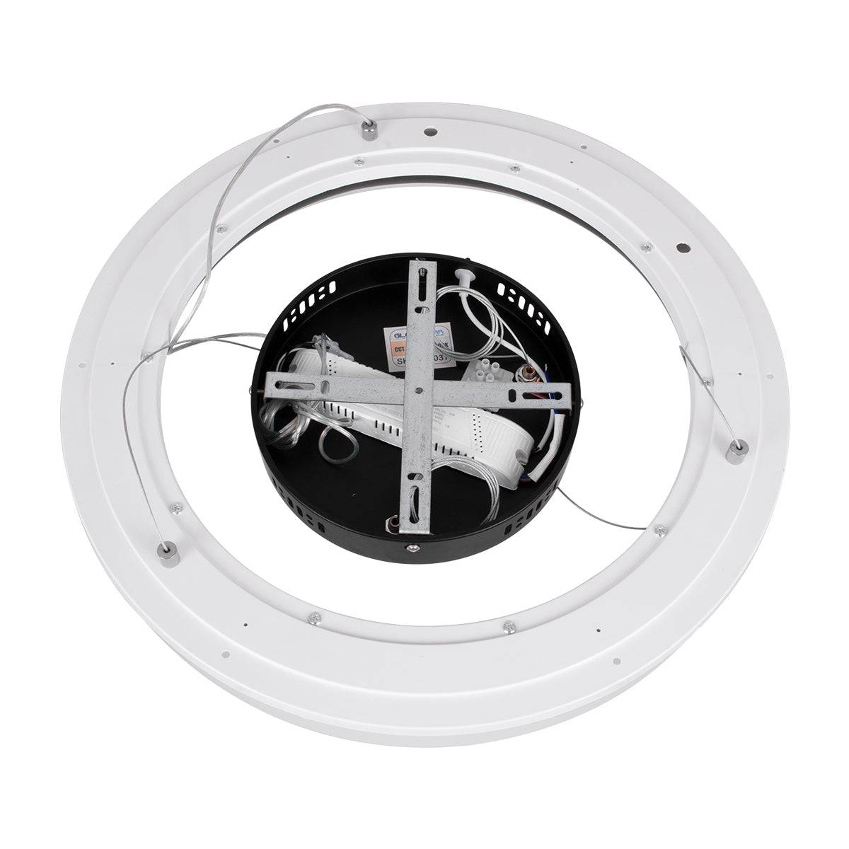 GloboStar® ARIANA 61037 Κρεμαστή Πλαφονιέρα Οροφής Κύκλος LED CCT 55W 6376lm 120° AC 220-240V - Εναλλαγή Φωτισμού μέσω Τηλεχειριστηρίου All In One Ψυχρό Λευκό 6000k+Φυσικό Λευκό 4500k+Θερμό Λευκό 2700k Dimmable Φ48cm - Μαύρο - 3 Years Warranty - ledmania.gr