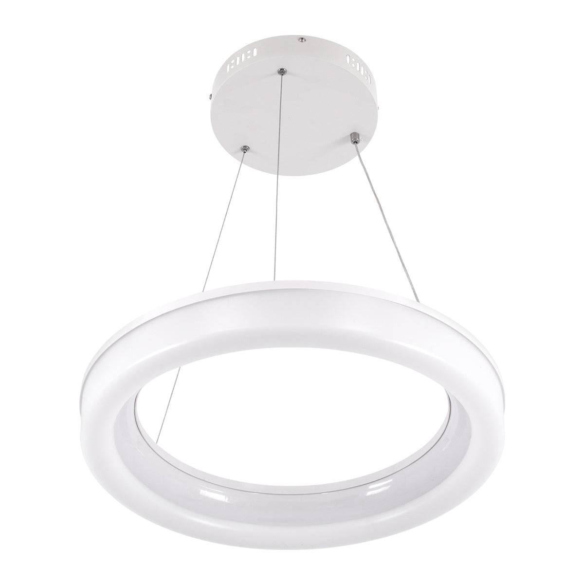 GloboStar® ARIANA 61038 Κρεμαστή Πλαφονιέρα Οροφής Κύκλος LED CCT 55W 6376lm 120° AC 220-240V - Εναλλαγή Φωτισμού μέσω Τηλεχειριστηρίου All In One Ψυχρό Λευκό 6000k+Φυσικό Λευκό 4500k+Θερμό Λευκό 2700k Dimmable Φ48cm - Λευκό - 3 Years Warranty - ledmania.gr