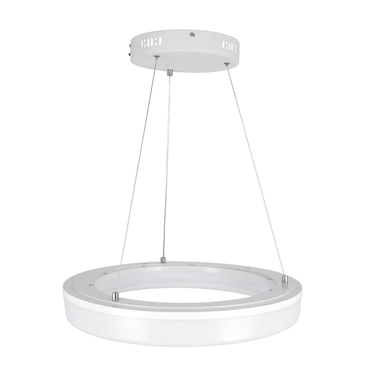 GloboStar® ARIANA 61038 Κρεμαστή Πλαφονιέρα Οροφής Κύκλος LED CCT 55W 6376lm 120° AC 220-240V - Εναλλαγή Φωτισμού μέσω Τηλεχειριστηρίου All In One Ψυχρό Λευκό 6000k+Φυσικό Λευκό 4500k+Θερμό Λευκό 2700k Dimmable Φ48cm - Λευκό - 3 Years Warranty - ledmania.gr