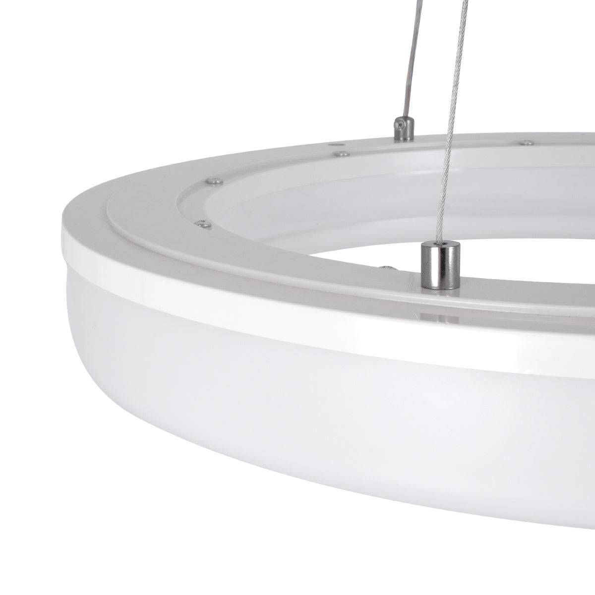 GloboStar® ARIANA 61038 Κρεμαστή Πλαφονιέρα Οροφής Κύκλος LED CCT 55W 6376lm 120° AC 220-240V - Εναλλαγή Φωτισμού μέσω Τηλεχειριστηρίου All In One Ψυχρό Λευκό 6000k+Φυσικό Λευκό 4500k+Θερμό Λευκό 2700k Dimmable Φ48cm - Λευκό - 3 Years Warranty - ledmania.gr