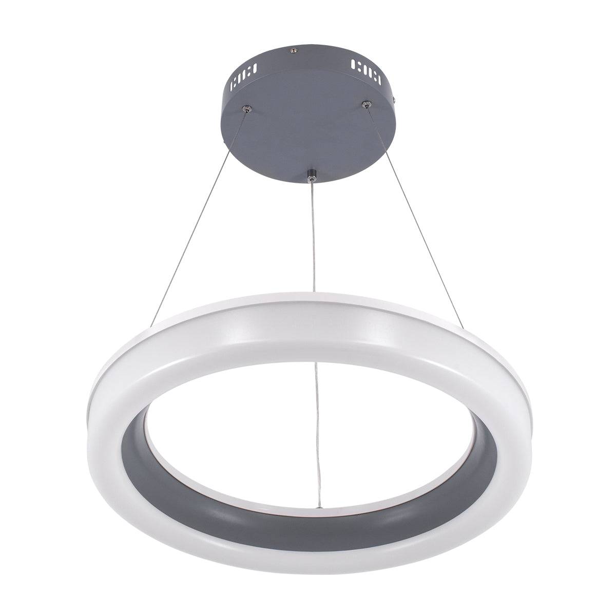 GloboStar® ARIANA 61039 Κρεμαστή Πλαφονιέρα Οροφής Κύκλος LED CCT 55W 6376lm 120° AC 220-240V - Εναλλαγή Φωτισμού μέσω Τηλεχειριστηρίου All In One Ψυχρό Λευκό 6000k+Φυσικό Λευκό 4500k+Θερμό Λευκό 2700k Dimmable Φ48cm - Ανθρακί - 3 Years Warrant - ledmania.gr