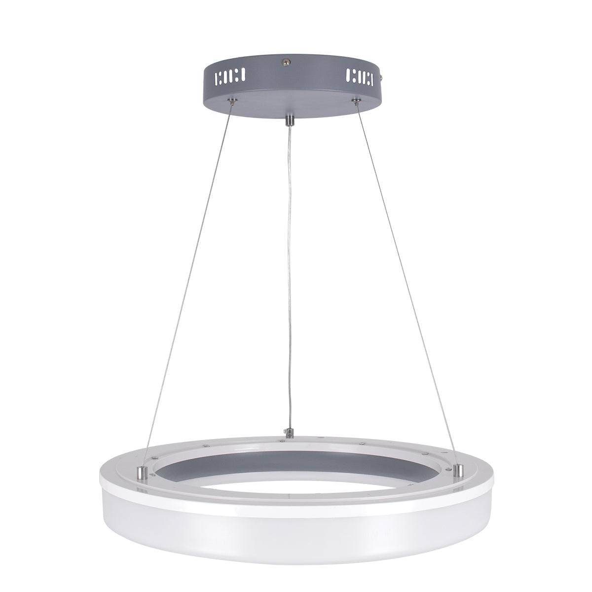 GloboStar® ARIANA 61039 Κρεμαστή Πλαφονιέρα Οροφής Κύκλος LED CCT 55W 6376lm 120° AC 220-240V - Εναλλαγή Φωτισμού μέσω Τηλεχειριστηρίου All In One Ψυχρό Λευκό 6000k+Φυσικό Λευκό 4500k+Θερμό Λευκό 2700k Dimmable Φ48cm - Ανθρακί - 3 Years Warrant - ledmania.gr