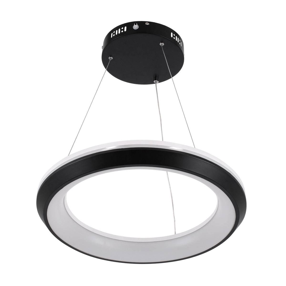 GloboStar® MELINA 61043 Κρεμαστή Πλαφονιέρα Οροφής Κύκλος LED CCT 55W 6376lm 120° AC 220-240V - Εναλλαγή Φωτισμού μέσω Τηλεχειριστηρίου All In One Ψυχρό Λευκό 6000k+Φυσικό Λευκό 4500k+Θερμό Λευκό 2700k Dimmable Φ48cm - Μαύρο - 3 Years Warranty - ledmania.gr