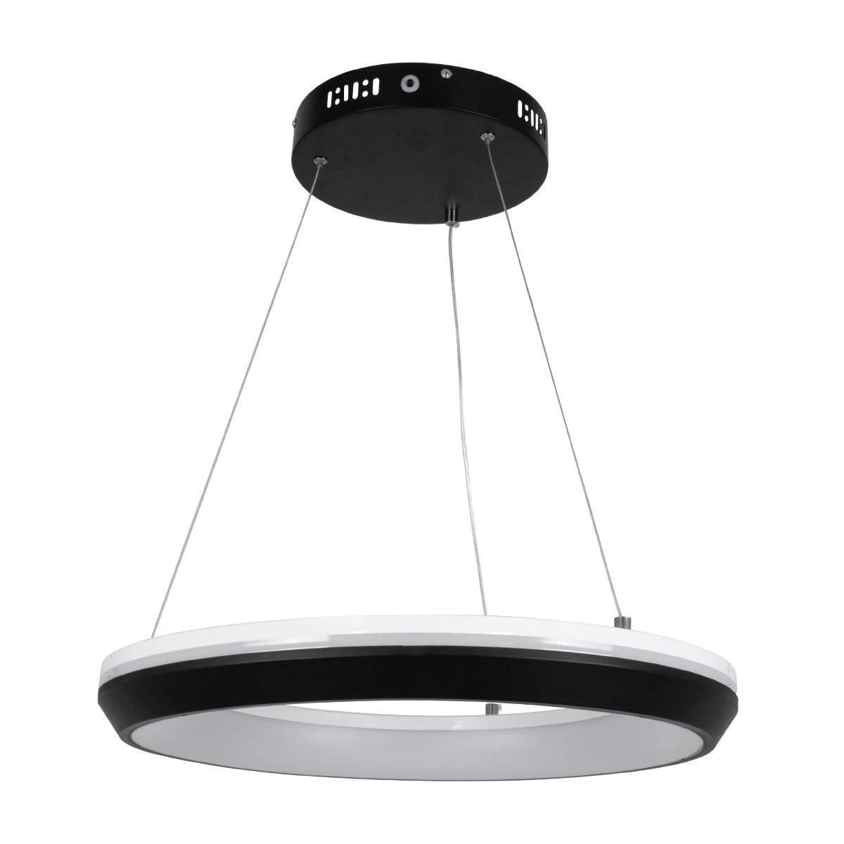 GloboStar® MELINA 61043 Κρεμαστή Πλαφονιέρα Οροφής Κύκλος LED CCT 55W 6376lm 120° AC 220-240V - Εναλλαγή Φωτισμού μέσω Τηλεχειριστηρίου All In One Ψυχρό Λευκό 6000k+Φυσικό Λευκό 4500k+Θερμό Λευκό 2700k Dimmable Φ48cm - Μαύρο - 3 Years Warranty - ledmania.gr