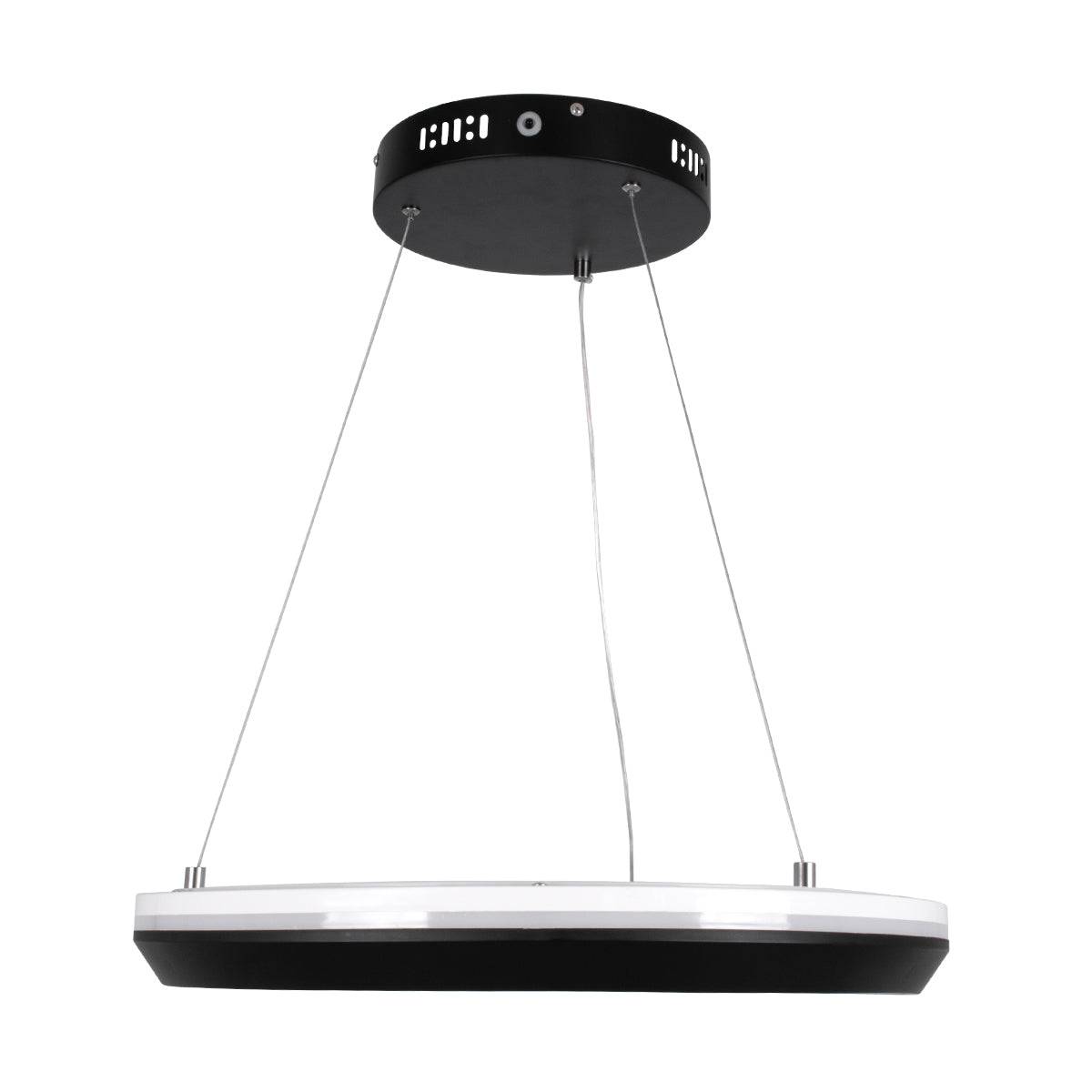 GloboStar® MELINA 61043 Κρεμαστή Πλαφονιέρα Οροφής Κύκλος LED CCT 55W 6376lm 120° AC 220-240V - Εναλλαγή Φωτισμού μέσω Τηλεχειριστηρίου All In One Ψυχρό Λευκό 6000k+Φυσικό Λευκό 4500k+Θερμό Λευκό 2700k Dimmable Φ48cm - Μαύρο - 3 Years Warranty - ledmania.gr