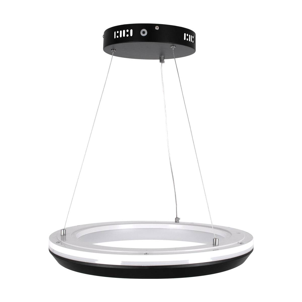 GloboStar® MELINA 61043 Κρεμαστή Πλαφονιέρα Οροφής Κύκλος LED CCT 55W 6376lm 120° AC 220-240V - Εναλλαγή Φωτισμού μέσω Τηλεχειριστηρίου All In One Ψυχρό Λευκό 6000k+Φυσικό Λευκό 4500k+Θερμό Λευκό 2700k Dimmable Φ48cm - Μαύρο - 3 Years Warranty - ledmania.gr