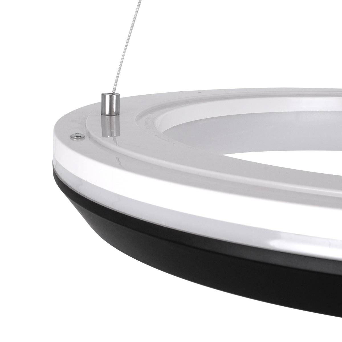 GloboStar® MELINA 61043 Κρεμαστή Πλαφονιέρα Οροφής Κύκλος LED CCT 55W 6376lm 120° AC 220-240V - Εναλλαγή Φωτισμού μέσω Τηλεχειριστηρίου All In One Ψυχρό Λευκό 6000k+Φυσικό Λευκό 4500k+Θερμό Λευκό 2700k Dimmable Φ48cm - Μαύρο - 3 Years Warranty - ledmania.gr