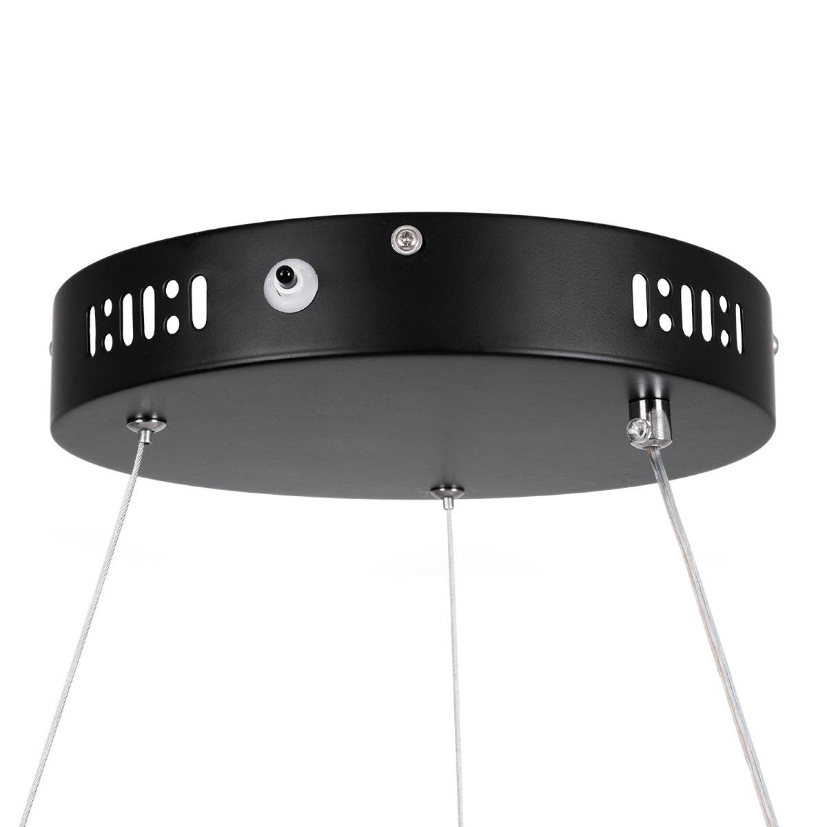 GloboStar® MELINA 61043 Κρεμαστή Πλαφονιέρα Οροφής Κύκλος LED CCT 55W 6376lm 120° AC 220-240V - Εναλλαγή Φωτισμού μέσω Τηλεχειριστηρίου All In One Ψυχρό Λευκό 6000k+Φυσικό Λευκό 4500k+Θερμό Λευκό 2700k Dimmable Φ48cm - Μαύρο - 3 Years Warranty - ledmania.gr