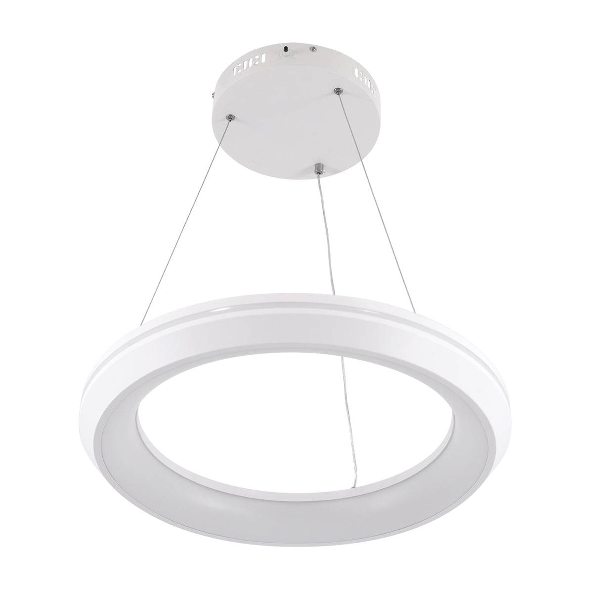 GloboStar® MELINA 61044 Κρεμαστή Πλαφονιέρα Οροφής Κύκλος LED CCT 55W 6376lm 120° AC 220-240V - Εναλλαγή Φωτισμού μέσω Τηλεχειριστηρίου All In One Ψυχρό Λευκό 6000k+Φυσικό Λευκό 4500k+Θερμό Λευκό 2700k Dimmable Φ48cm - Λευκό - 3 Years Warranty - ledmania.gr
