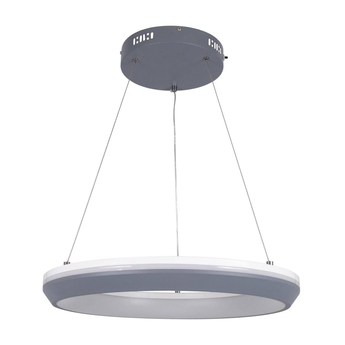 GloboStar® MELINA 61045 Κρεμαστή Πλαφονιέρα Οροφής Κύκλος LED CCT 55W 6376lm 120° AC 220-240V - Εναλλαγή Φωτισμού μέσω Τηλεχειριστηρίου All In One Ψυχρό Λευκό 6000k+Φυσικό Λευκό 4500k+Θερμό Λευκό 2700k Dimmable Φ48cm - Ανθρακί - 3 Years Warranty - ledmania.gr