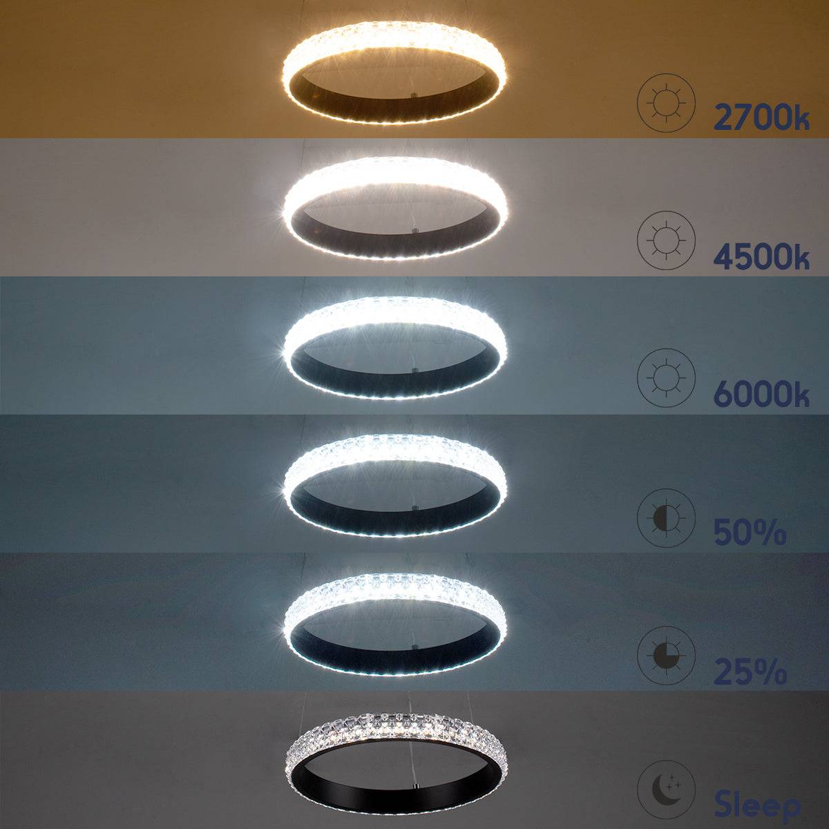 GloboStar® DIAMOND 61126 Κρεμαστό Φωτιστικό Δαχτυλίδι-Κύκλος LED CCT 20W 2356lm 360° AC 220-240V - Εναλλαγή Φωτισμού μέσω Τηλεχειριστηρίου All In One Ψυχρό 6000k+Φυσικό 4500k+Θερμό 2700k Dimmable Φ25cm - Μαύρο - 3 Years Warranty - ledmania.gr