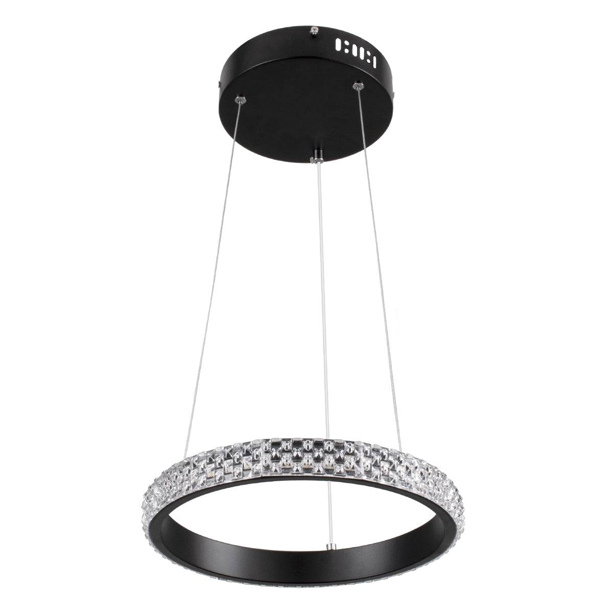 GloboStar® DIAMOND 61126 Κρεμαστό Φωτιστικό Δαχτυλίδι-Κύκλος LED CCT 20W 2356lm 360° AC 220-240V - Εναλλαγή Φωτισμού μέσω Τηλεχειριστηρίου All In One Ψυχρό 6000k+Φυσικό 4500k+Θερμό 2700k Dimmable Φ25cm - Μαύρο - 3 Years Warranty - ledmania.gr
