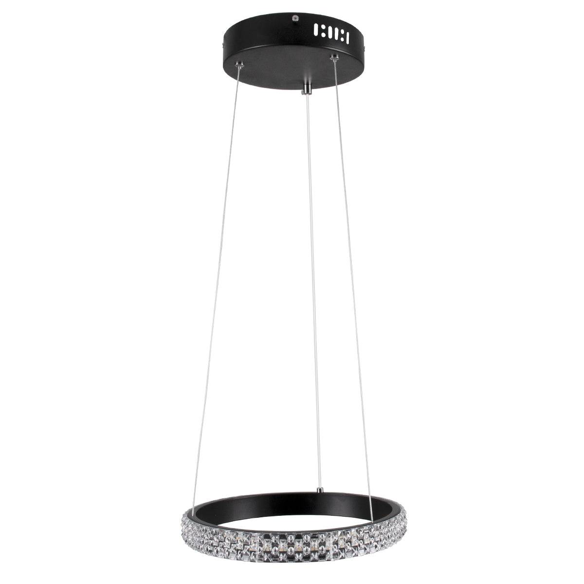 GloboStar® DIAMOND 61126 Κρεμαστό Φωτιστικό Δαχτυλίδι-Κύκλος LED CCT 20W 2356lm 360° AC 220-240V - Εναλλαγή Φωτισμού μέσω Τηλεχειριστηρίου All In One Ψυχρό 6000k+Φυσικό 4500k+Θερμό 2700k Dimmable Φ25cm - Μαύρο - 3 Years Warranty - ledmania.gr