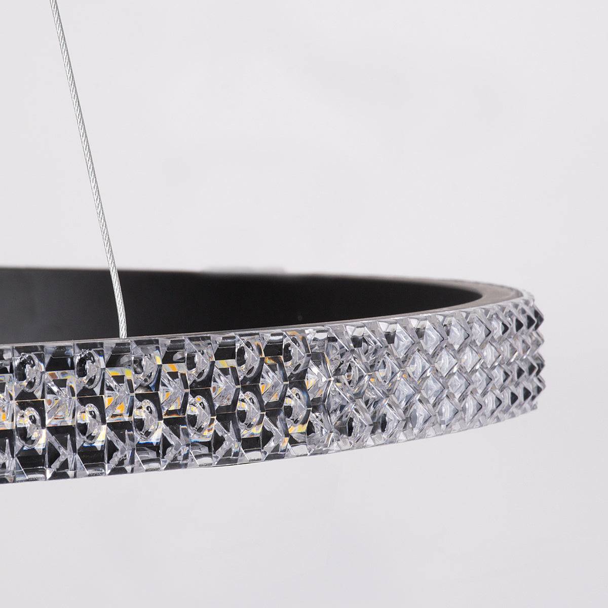 GloboStar® DIAMOND 61126 Κρεμαστό Φωτιστικό Δαχτυλίδι-Κύκλος LED CCT 20W 2356lm 360° AC 220-240V - Εναλλαγή Φωτισμού μέσω Τηλεχειριστηρίου All In One Ψυχρό 6000k+Φυσικό 4500k+Θερμό 2700k Dimmable Φ25cm - Μαύρο - 3 Years Warranty - ledmania.gr