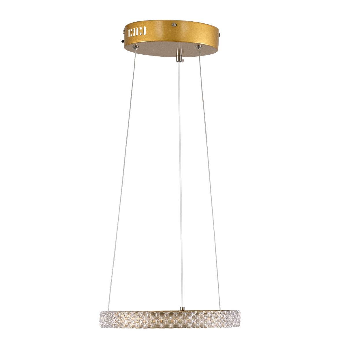 GloboStar® DIAMOND 61127 Κρεμαστό Φωτιστικό Δαχτυλίδι-Κύκλος LED CCT 20W 2356lm 360° AC 220-240V - Εναλλαγή Φωτισμού μέσω Τηλεχειριστηρίου All In One Ψυχρό 6000k+Φυσικό 4500k+Θερμό 2700k Dimmable Φ25cm - Χρυσό Βούρτσας - 3 Years Warranty - ledmania.gr