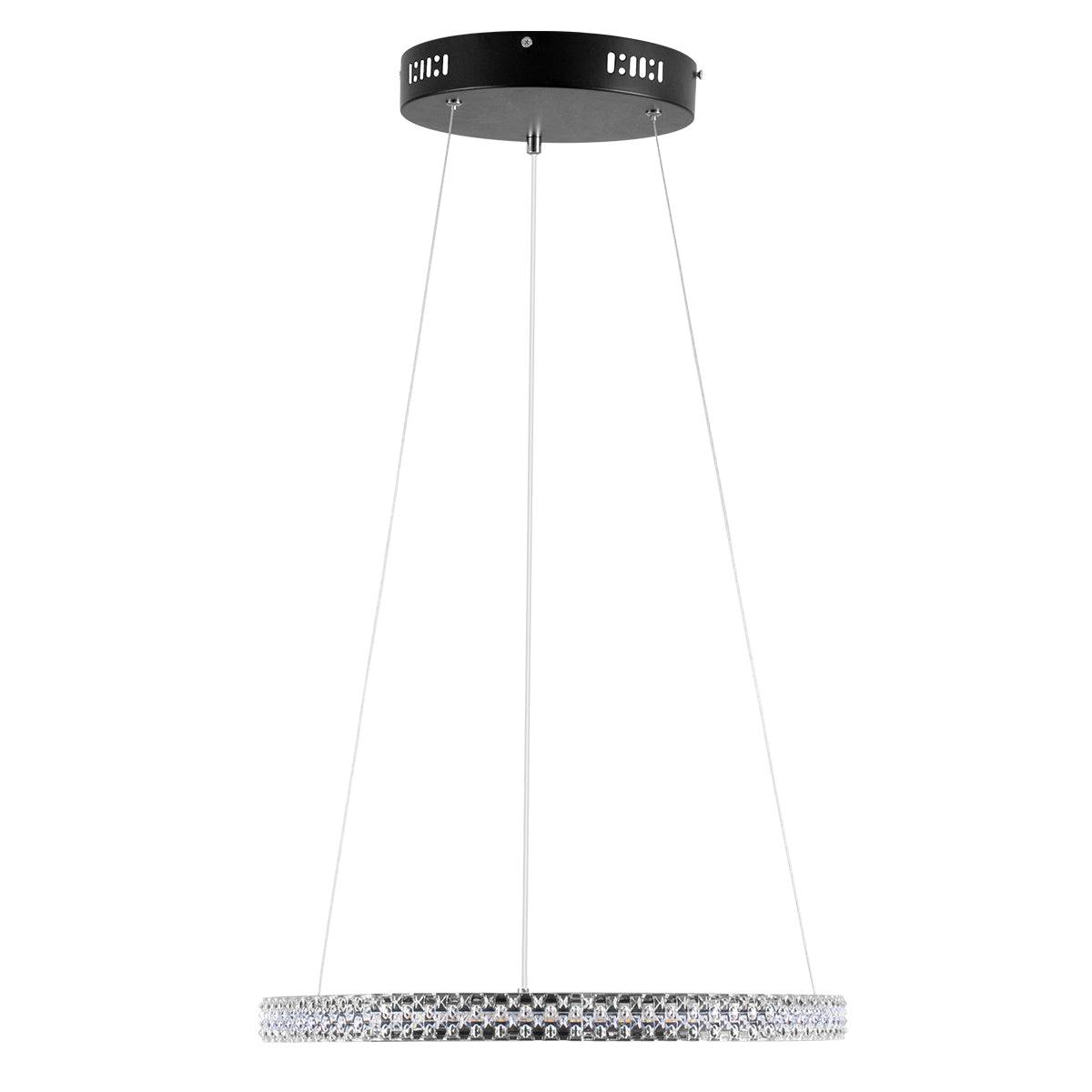 GloboStar® DIAMOND 61128 Κρεμαστό Φωτιστικό Δαχτυλίδι-Κύκλος LED CCT 30W 3513lm 360° AC 220-240V - Εναλλαγή Φωτισμού μέσω Τηλεχειριστηρίου All In One Ψυχρό 6000k+Φυσικό 4500k+Θερμό 2700k Dimmable Φ40cm - Μαύρο - 3 Years Warranty - ledmania.gr