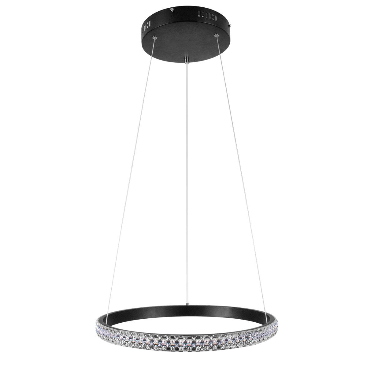 GloboStar® DIAMOND 61128 Κρεμαστό Φωτιστικό Δαχτυλίδι-Κύκλος LED CCT 30W 3513lm 360° AC 220-240V - Εναλλαγή Φωτισμού μέσω Τηλεχειριστηρίου All In One Ψυχρό 6000k+Φυσικό 4500k+Θερμό 2700k Dimmable Φ40cm - Μαύρο - 3 Years Warranty - ledmania.gr