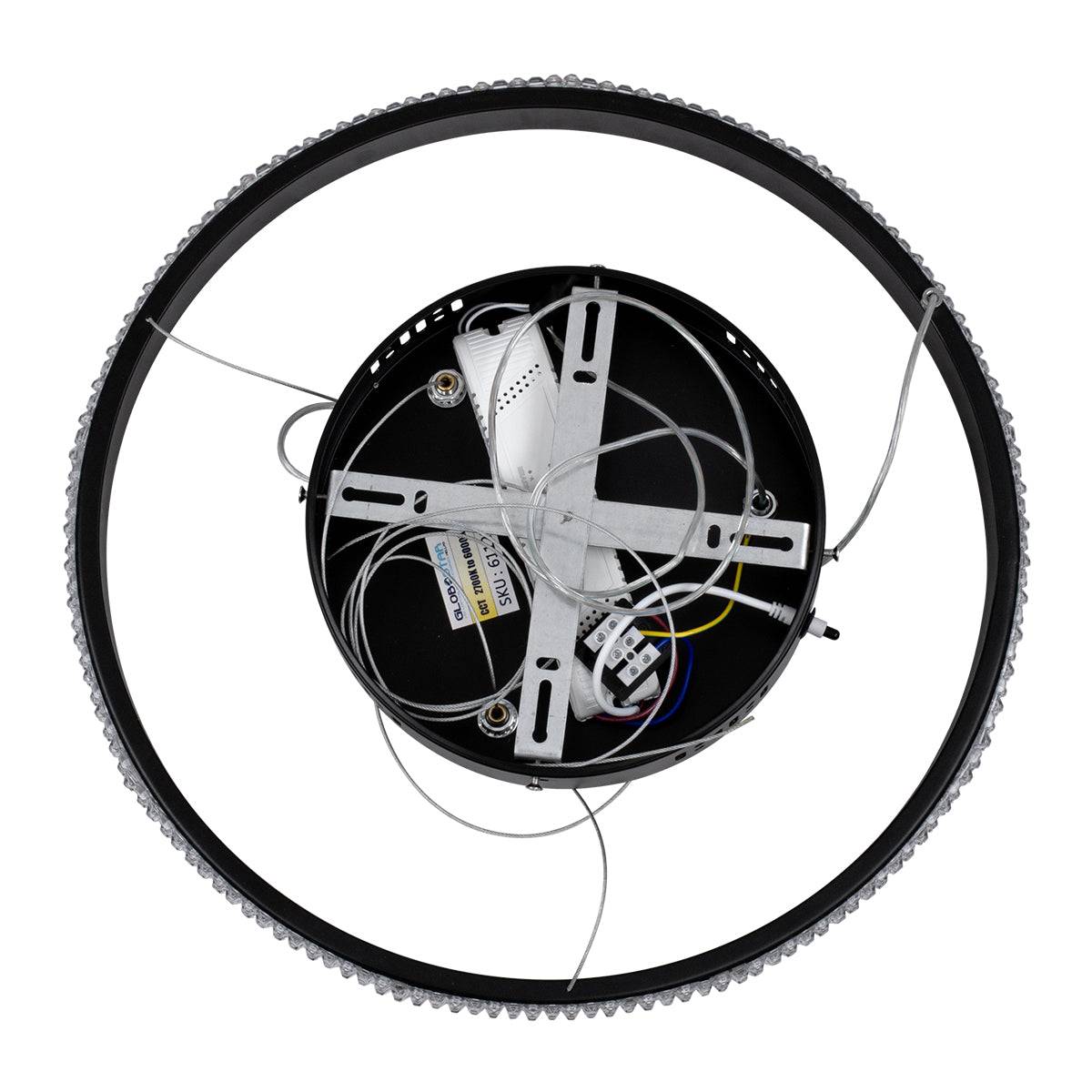 GloboStar® DIAMOND 61128 Κρεμαστό Φωτιστικό Δαχτυλίδι-Κύκλος LED CCT 30W 3513lm 360° AC 220-240V - Εναλλαγή Φωτισμού μέσω Τηλεχειριστηρίου All In One Ψυχρό 6000k+Φυσικό 4500k+Θερμό 2700k Dimmable Φ40cm - Μαύρο - 3 Years Warranty - ledmania.gr