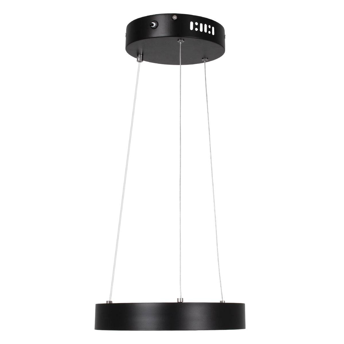 GloboStar® NEMESIS 61152 Κρεμαστό Φωτιστικό Δαχτυλίδι-Κύκλος LED CCT 20W 2356lm 360° AC 220-240V - Εναλλαγή Φωτισμού μέσω Τηλεχειριστηρίου All In One Ψυχρό 6000k+Φυσικό 4500k+Θερμό 2700k Dimmable Φ25cm - Μαύρο - 3 Years Warranty - ledmania.gr