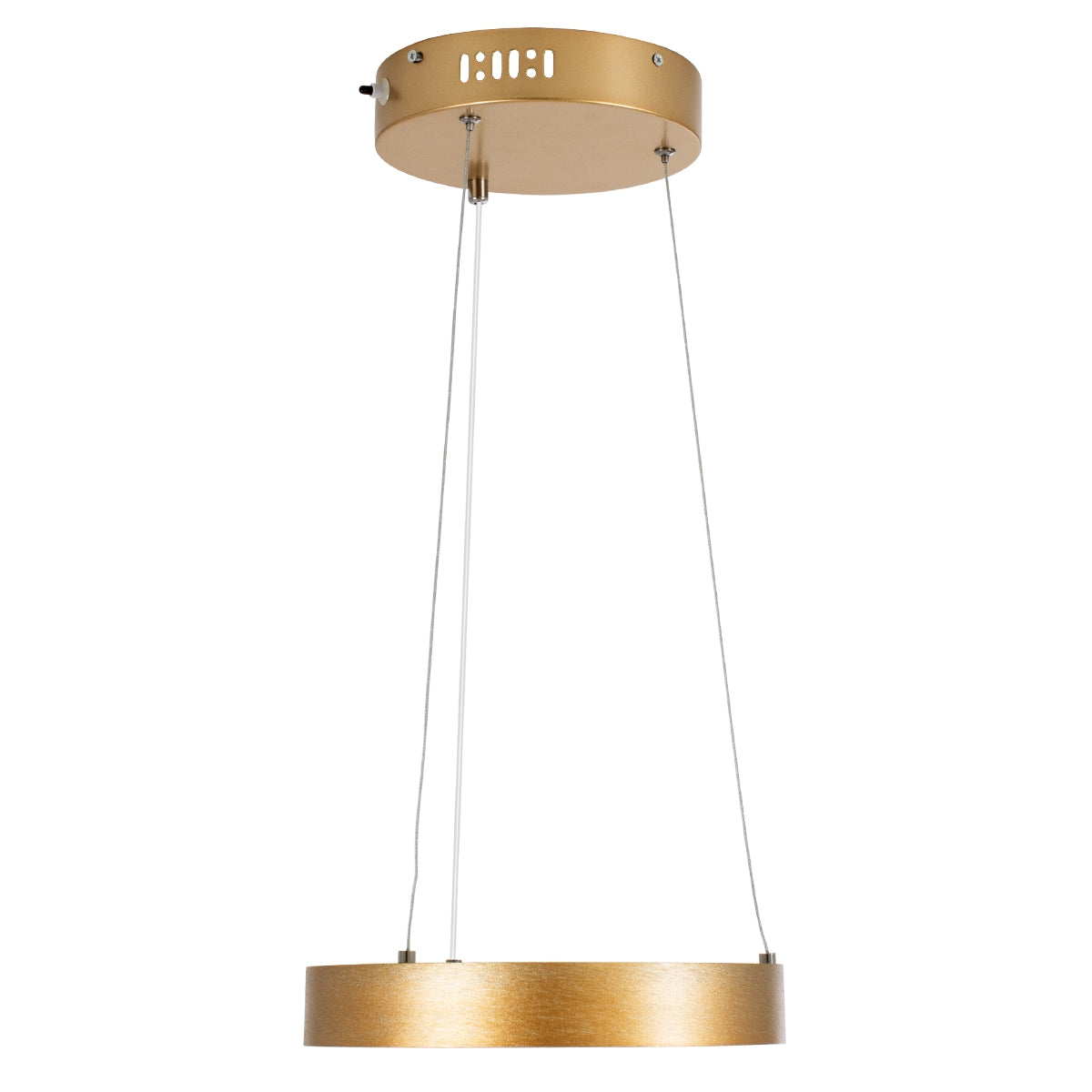 GloboStar® NEMESIS 61154 Κρεμαστό Φωτιστικό Δαχτυλίδι-Κύκλος LED CCT 20W 2356lm 360° AC 220-240V - Εναλλαγή Φωτισμού μέσω Τηλεχειριστηρίου All In One Ψυχρό 6000k+Φυσικό 4500k+Θερμό 2700k Dimmable Φ25cm - Χρυσό Βούρτσας - ledmania.gr
