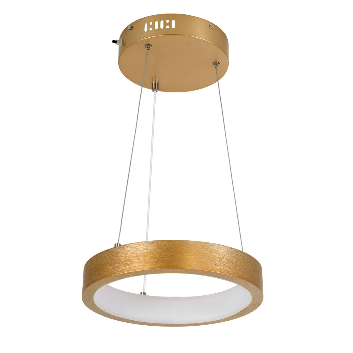 GloboStar® NEMESIS 61154 Κρεμαστό Φωτιστικό Δαχτυλίδι-Κύκλος LED CCT 20W 2356lm 360° AC 220-240V - Εναλλαγή Φωτισμού μέσω Τηλεχειριστηρίου All In One Ψυχρό 6000k+Φυσικό 4500k+Θερμό 2700k Dimmable Φ25cm - Χρυσό Βούρτσας - ledmania.gr