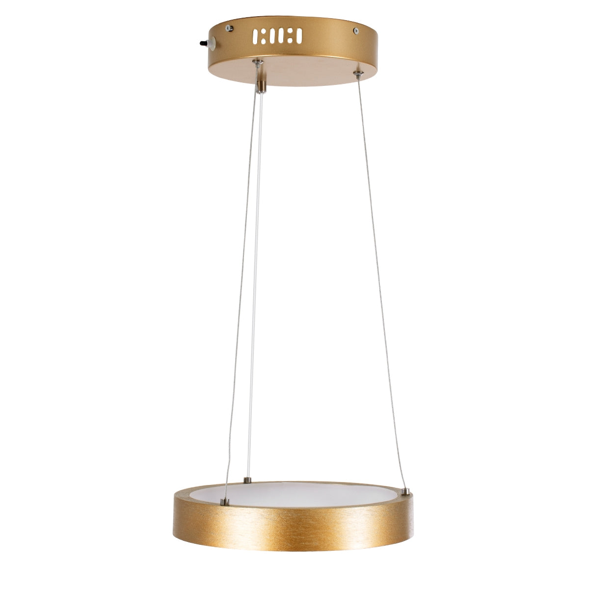 GloboStar® NEMESIS 61154 Κρεμαστό Φωτιστικό Δαχτυλίδι-Κύκλος LED CCT 20W 2356lm 360° AC 220-240V - Εναλλαγή Φωτισμού μέσω Τηλεχειριστηρίου All In One Ψυχρό 6000k+Φυσικό 4500k+Θερμό 2700k Dimmable Φ25cm - Χρυσό Βούρτσας - ledmania.gr