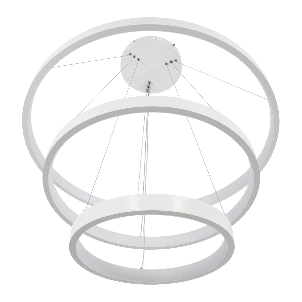 GloboStar® NEMESIS TRIO 61171 Κρεμαστό Φωτιστικό Δαχτυλίδι-Κύκλος LED CCT 120W 14723lm 360° AC 220-240V - Εναλλαγή Φωτισμού μέσω Τηλεχειριστηρίου All In One Ψυχρό 6000k+Φυσικό 4500k+Θερμό 2700k Dimmable Φ40+60+80cm - Λευκό - ledmania.gr