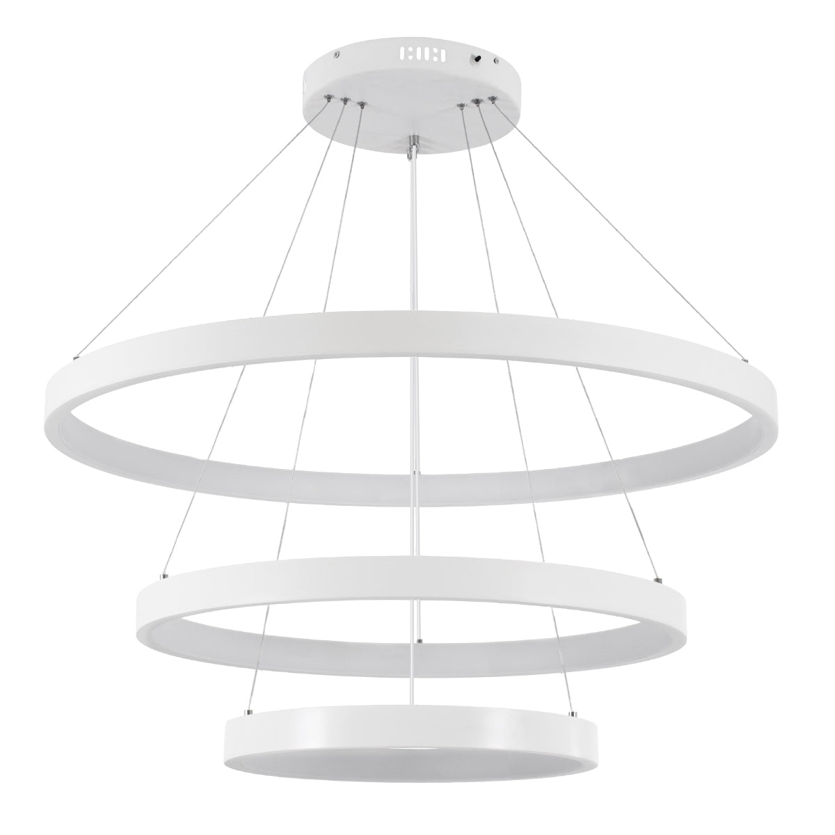 GloboStar® NEMESIS TRIO 61171 Κρεμαστό Φωτιστικό Δαχτυλίδι-Κύκλος LED CCT 120W 14723lm 360° AC 220-240V - Εναλλαγή Φωτισμού μέσω Τηλεχειριστηρίου All In One Ψυχρό 6000k+Φυσικό 4500k+Θερμό 2700k Dimmable Φ40+60+80cm - Λευκό - ledmania.gr