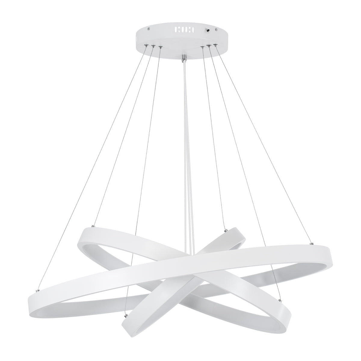 GloboStar® NEMESIS TRIO 61171-DECO Κρεμαστό Φωτιστικό Δαχτυλίδι-Κύκλος LED CCT 120W 14723lm 360° AC 220-240V - Εναλλαγή Φωτισμού μέσω Τηλεχειριστηρίου All In One Ψυχρό 6000k+Φυσικό 4500k+Θερμό 2700k Dimmable Φ40+60+80cm - Λευκό - 3 Years Warranty - ledmania.gr