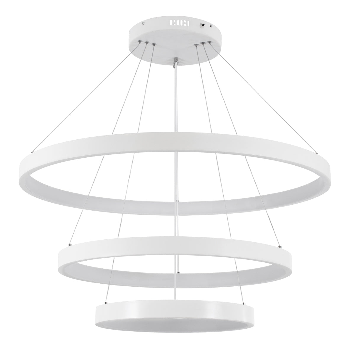 GloboStar® NEMESIS TRIO 61171-DECO Κρεμαστό Φωτιστικό Δαχτυλίδι-Κύκλος LED CCT 120W 14723lm 360° AC 220-240V - Εναλλαγή Φωτισμού μέσω Τηλεχειριστηρίου All In One Ψυχρό 6000k+Φυσικό 4500k+Θερμό 2700k Dimmable Φ40+60+80cm - Λευκό - 3 Years Warranty - ledmania.gr