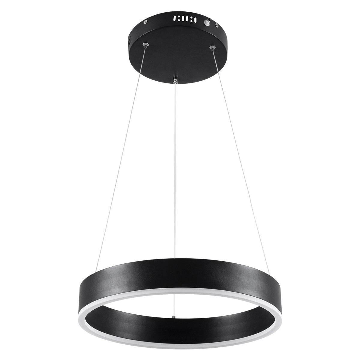 GloboStar® VENOM 61173 Κρεμαστό Φωτιστικό Δαχτυλίδι-Κύκλος LED CCT 30W 3513lm 120° AC 220-240V - Εναλλαγή Φωτισμού μέσω Τηλεχειριστηρίου All In One Ψυχρό 6000K+Φυσικό 4500K+Θερμό 2700K Dimmable Φ40cm - Μαύρο - 3 Years Warranty - ledmania.gr