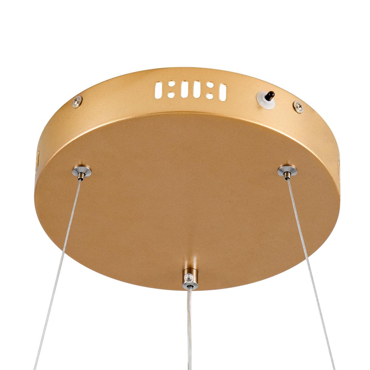 GloboStar® VENOM 61175 Κρεμαστό Φωτιστικό Δαχτυλίδι-Κύκλος LED CCT 30W 3513lm 120° AC 220-240V - Εναλλαγή Φωτισμού μέσω Τηλεχειριστηρίου All In One Ψυχρό 6000K+Φυσικό 4500K+Θερμό 2700K Dimmable Φ40cm - Χρυσό Βούρτσας - 3 Years Warranty - ledmania.gr