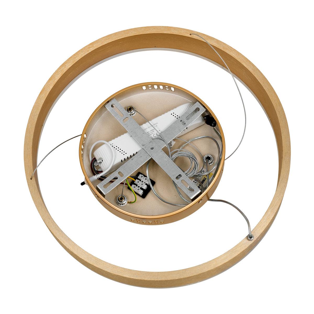 GloboStar® VENOM 61175 Κρεμαστό Φωτιστικό Δαχτυλίδι-Κύκλος LED CCT 30W 3513lm 120° AC 220-240V - Εναλλαγή Φωτισμού μέσω Τηλεχειριστηρίου All In One Ψυχρό 6000K+Φυσικό 4500K+Θερμό 2700K Dimmable Φ40cm - Χρυσό Βούρτσας - 3 Years Warranty - ledmania.gr
