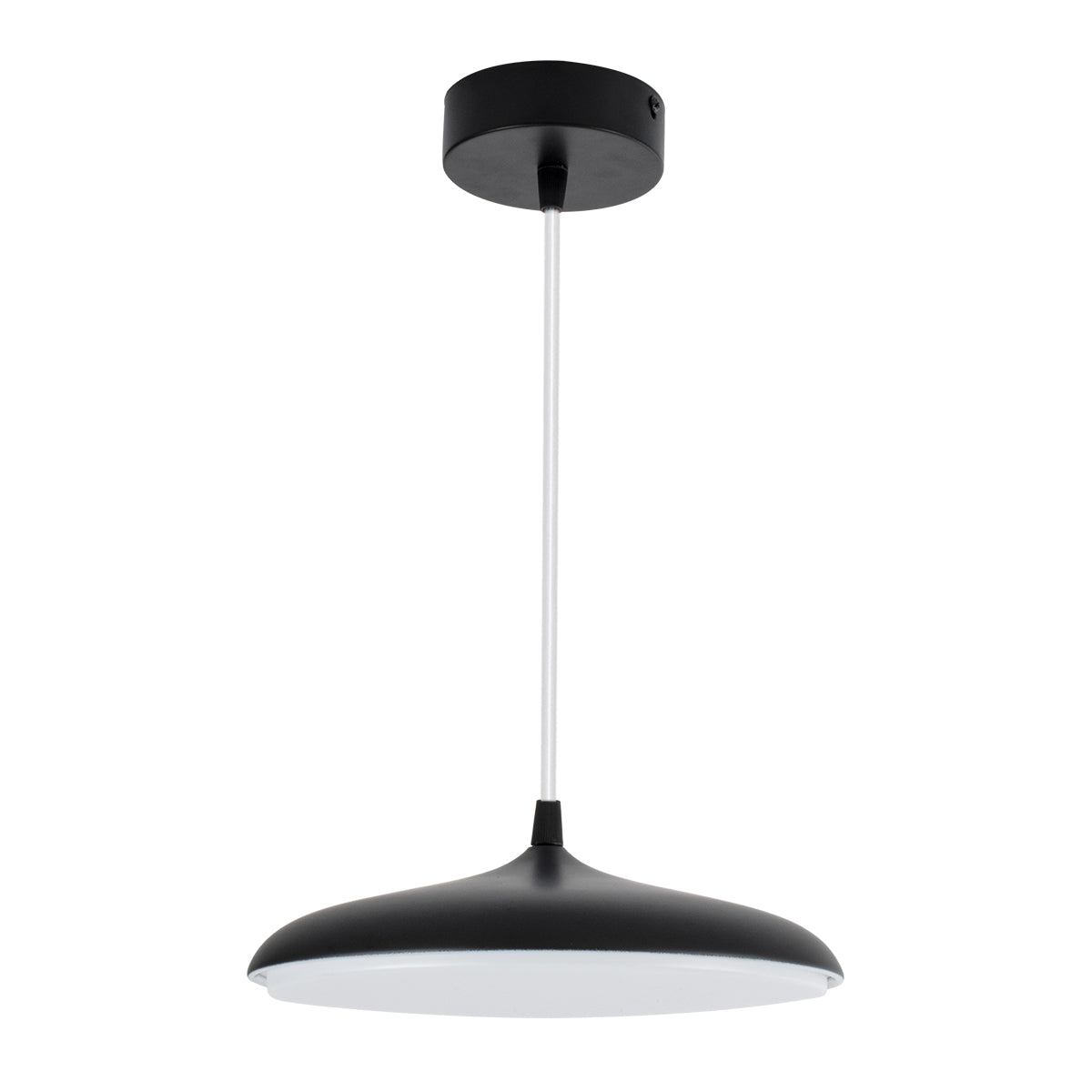 GloboStar® BARON 61251 Κρεμαστή Πλαφονιέρα Οροφής LED CCT 12W 1440lm 120° AC 220-240V - Εναλλαγή Φωτισμού μέσω Διακόπτη On/Off All In One Ψυχρό 6000k+Φυσικό 4500k+Θερμό 2700k Φ25 x Υ8cm - Μαύρο - 3 Years Warranty - ledmania.gr