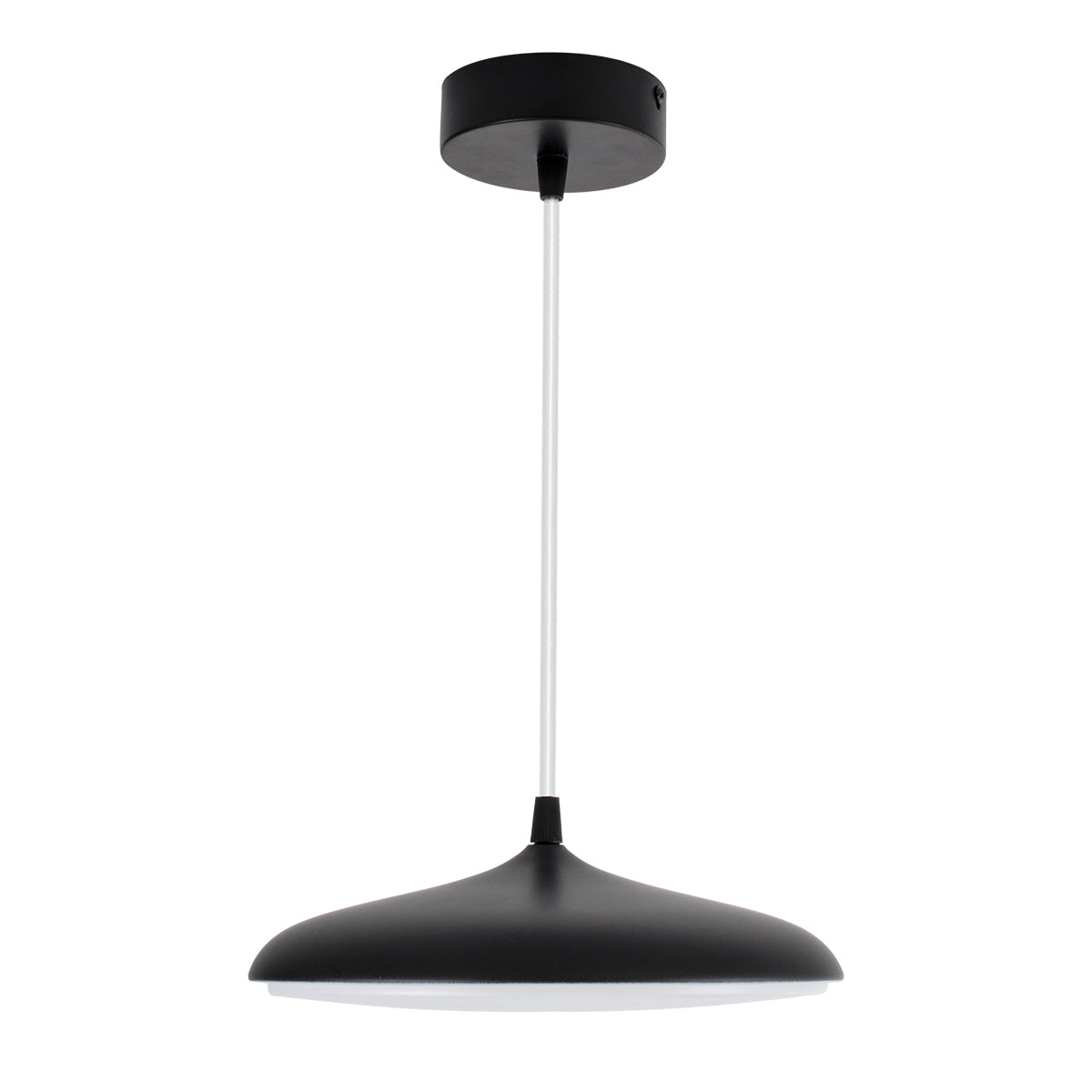 GloboStar® BARON 61251 Κρεμαστή Πλαφονιέρα Οροφής LED CCT 12W 1440lm 120° AC 220-240V - Εναλλαγή Φωτισμού μέσω Διακόπτη On/Off All In One Ψυχρό 6000k+Φυσικό 4500k+Θερμό 2700k Φ25 x Υ8cm - Μαύρο - 3 Years Warranty - ledmania.gr