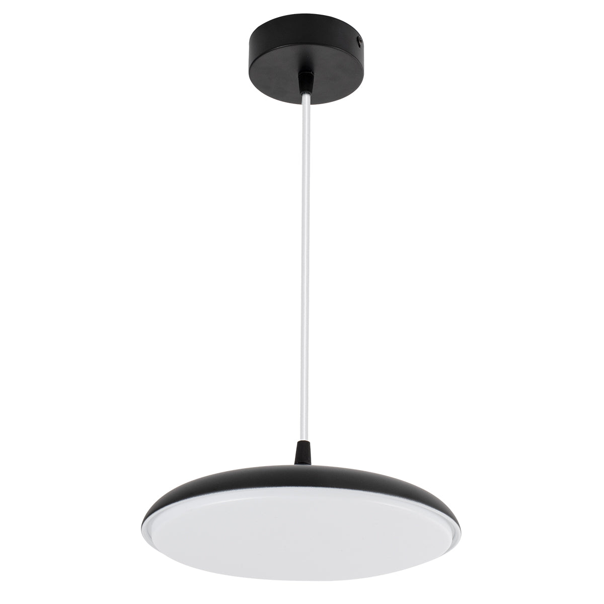 GloboStar® BARON 61251 Κρεμαστή Πλαφονιέρα Οροφής LED CCT 12W 1440lm 120° AC 220-240V - Εναλλαγή Φωτισμού μέσω Διακόπτη On/Off All In One Ψυχρό 6000k+Φυσικό 4500k+Θερμό 2700k Φ25 x Υ8cm - Μαύρο - 3 Years Warranty - ledmania.gr
