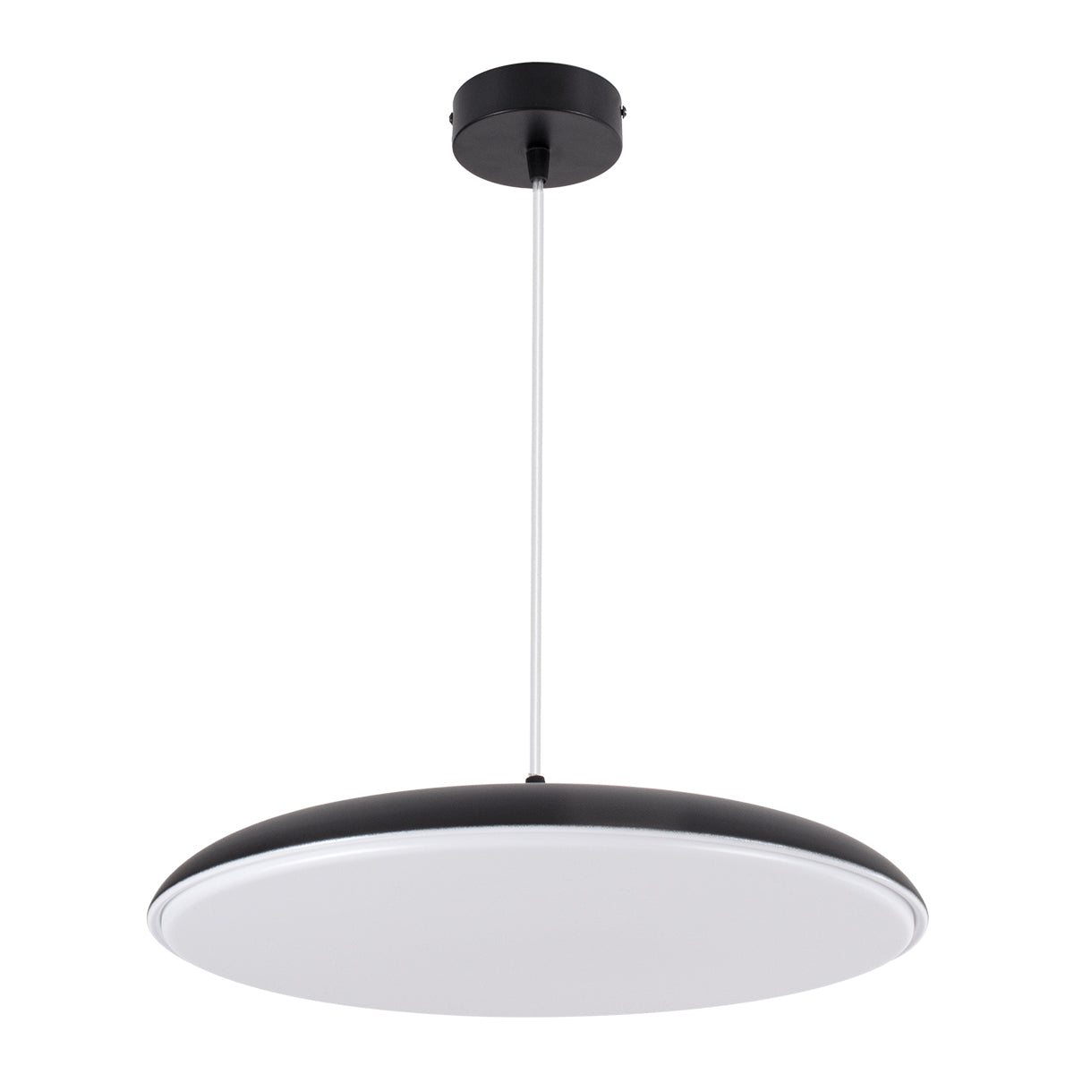 GloboStar® BARON 61254 Κρεμαστή Πλαφονιέρα Οροφής LED CCT 24W 2880lm 120° AC 220-240V - Εναλλαγή Φωτισμού μέσω Διακόπτη On/Off All In One Ψυχρό 6000k+Φυσικό 4500k+Θερμό 2700k Φ40 x Υ10cm - Μαύρο - 3 Years Warranty - ledmania.gr