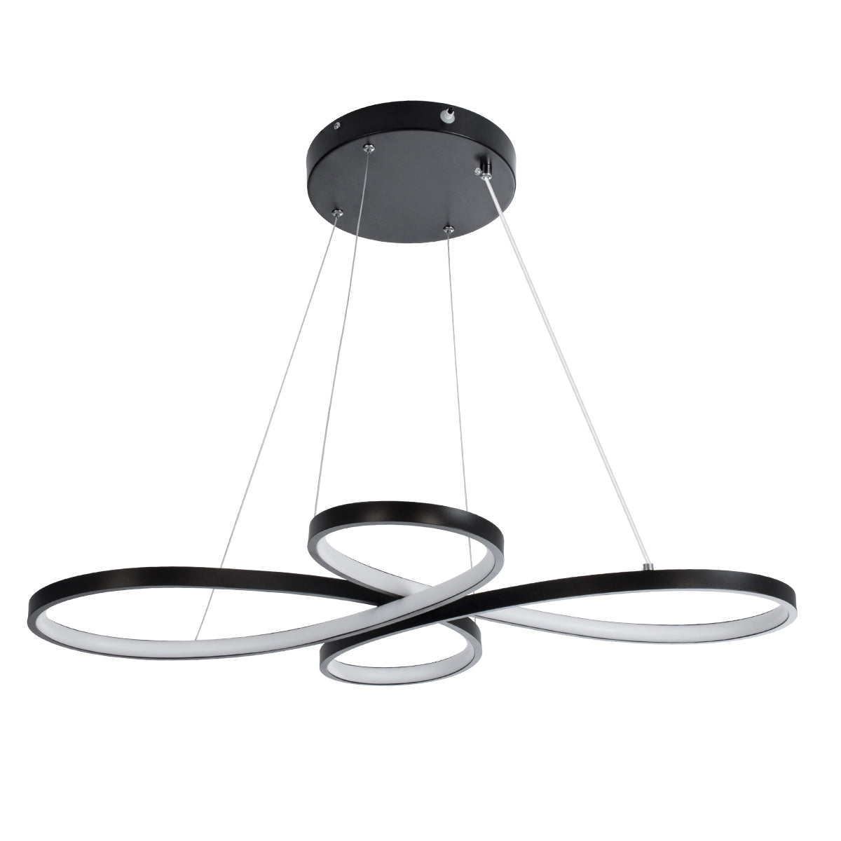 GloboStar® BUTTERFLY 61391 Κρεμαστό Φωτιστικό Οροφής Design LED CCT 75W 8400lm 300° AC 220-240V - Εναλλαγή Φωτισμού μέσω Τηλεχειριστηρίου All In One Ψυχρό 6000k+Φυσικό 4500k+Θερμό 2700k Dimmable Μ71 x Π52 x Υ4cm - Μαύρο