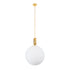 GloboStar® ESTETICO 61494 Μοντέρνο Κρεμαστό Φωτιστικό Οροφής Μονόφωτο 1 x E27 Γαλακτερή Γυάλινη Μπάλα με Μεταλλικό Επιχρυσωμενό Πλατίνα Σώμα Φ40 x Υ58cm - ledmania.gr
