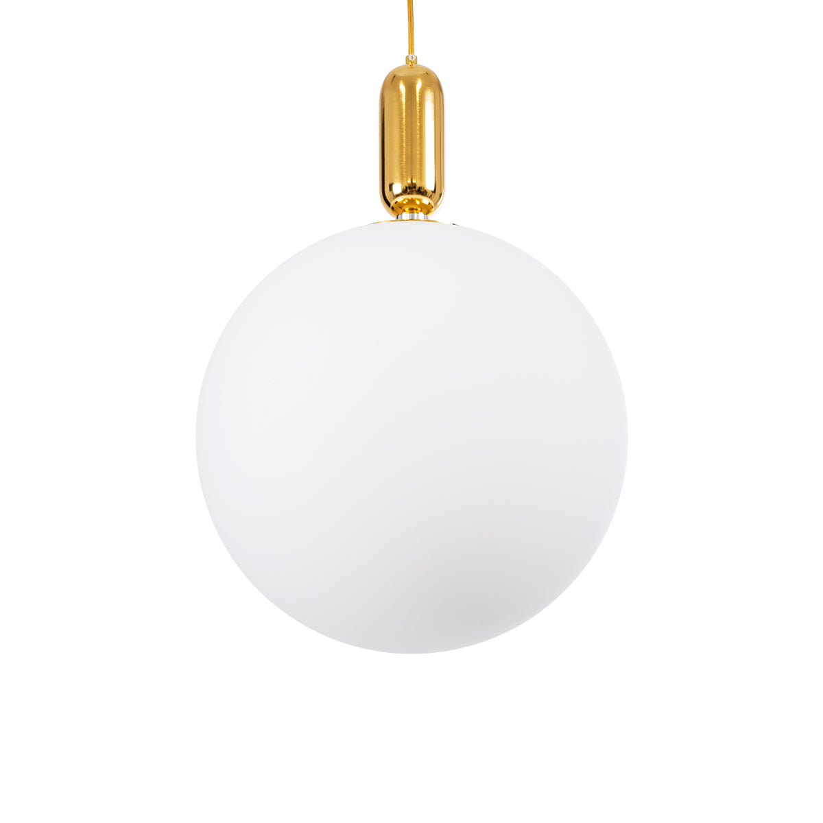 GloboStar® ESTETICO 61494 Μοντέρνο Κρεμαστό Φωτιστικό Οροφής Μονόφωτο 1 x E27 Γαλακτερή Γυάλινη Μπάλα με Μεταλλικό Επιχρυσωμενό Πλατίνα Σώμα Φ40 x Υ58cm - ledmania.gr