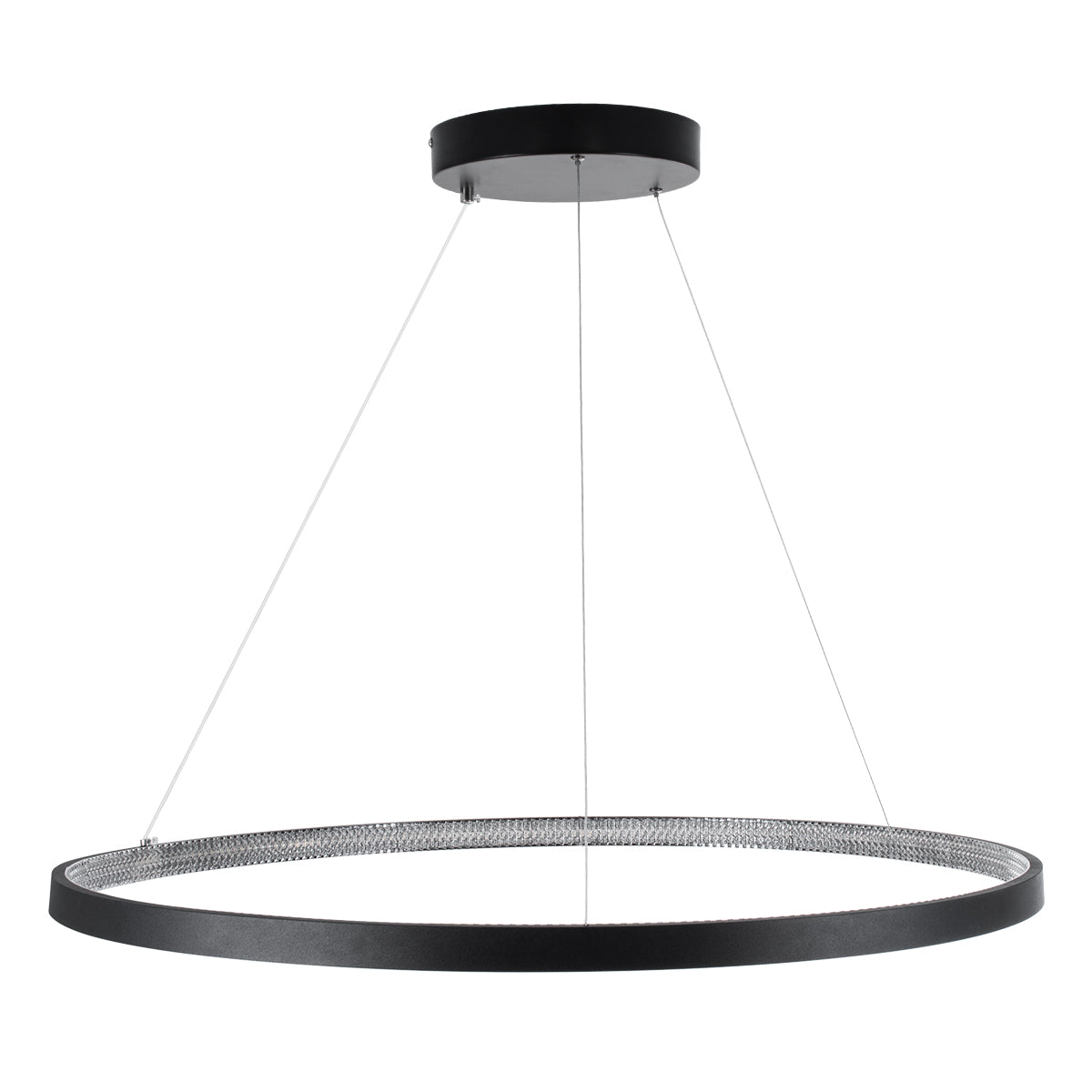 GloboStar® DIAMOND 61520 Κρεμαστό Φωτιστικό Δαχτυλίδι-Κύκλος LED CCT 67W 7504lm 360° AC 220-240V - Εναλλαγή Φωτισμού μέσω Τηλεχειριστηρίου All In One Ψυχρό 6000k+Φυσικό 4500k+Θερμό 2700k Dimmable Φ80cm - Μαύρο - 3 Years Warranty - ledmania.gr