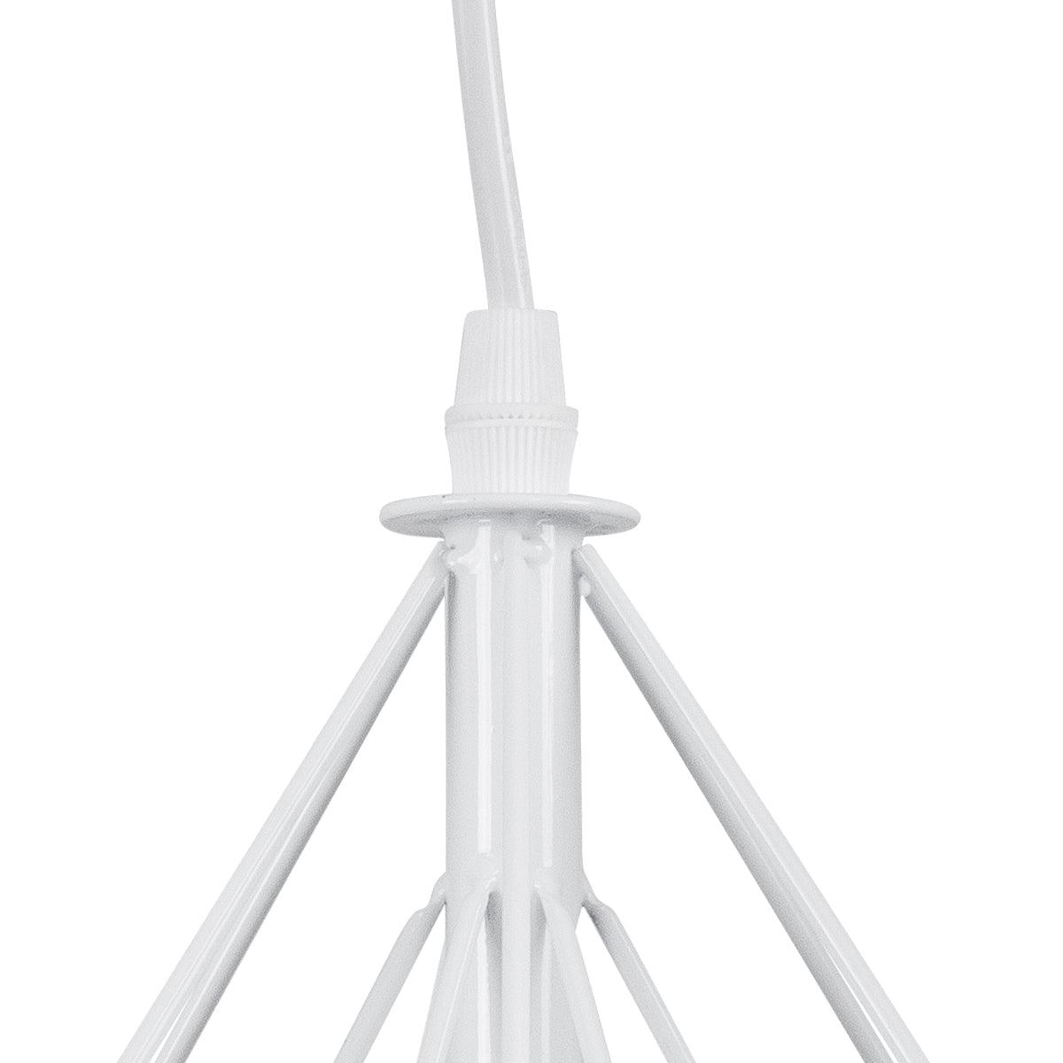 GloboStar® EIFFEL 61570 Vintage Κρεμαστό Φωτιστικό Οροφής Τρίφωτο 3 x E27 Λευκό Μεταλλικό Πλέγμα με Λευκό Ύφασμα L68 x W25 x H130cm - ledmania.gr