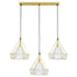 GloboStar® EIFFEL 61571 Vintage Κρεμαστό Φωτιστικό Οροφής Τρίφωτο 3 x E27 Χρυσό Μεταλλικό Πλέγμα με Λευκό Ύφασμα L68 x W25 x H130cm - ledmania.gr